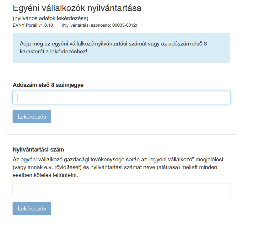 01. kép - nyilvántartás lekérdező felület